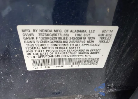 2014 Acura Mdx Technology Pkg W/Entertainment Pkg z USA, uszkodzony, nr VIN 5FRYD4H6XEB037409